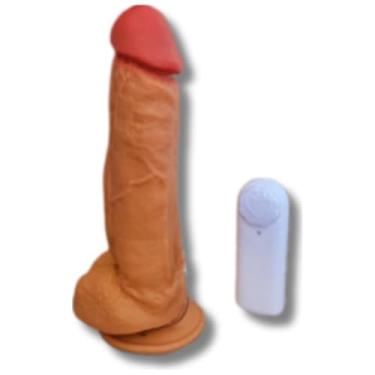 Imagem de Pênis Realístico Com Vibrador e Ventosa Escroto Consolo Dildo Grande Pyro 20cm Maciço Silicone