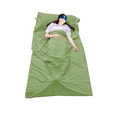 Imagem de Forro de saco de dormir, acampamento, viagem, casa, lençol leve e respirável para hotel, sacos compactos (verde, 115 x 210 cm)
