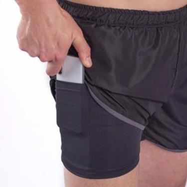 Imagem de Short Poker Runner Com Bermuda Interna Energize - Preto-Unissex