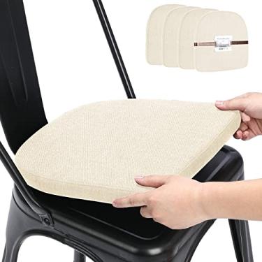 Imagem de BUYUE Natural Linen 14x14 Magnetic Cushions for Metal Chair Set of 4, Enhanced Anti-Slip Seat Pads for Dining Kitchen Café Stackable Chairs (U-Shape, Beige, 4 Counts)