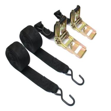 Imagem de Cinta P/ Amarrar Carga Com Catraca 4,5m Até 60kg Cor Preto ou Laranja 