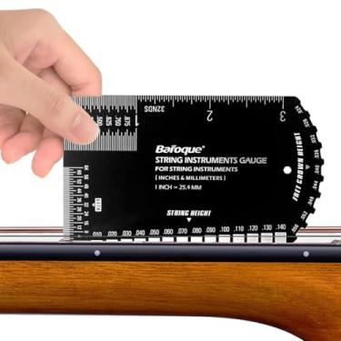 Imagem de RuiJOTWAT Régua de medição de altura da corda de guitarra Régua de aço inoxidável Régua de altura da corda Ferramenta de afinação de guitarra