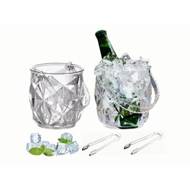 Imagem de Baldes de gelo de acrílico transparente com pinça e alça, 1300 ml, vinho, cerveja, coquetel, champanhe, acessório para festas em casa, acessórios de bar, banheiras de bebidas, itens essenciais para