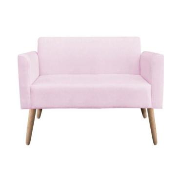 Imagem de Namoradeira Marisa Suede Pés Palito Natural Rosa Bebê - D'ROSSI