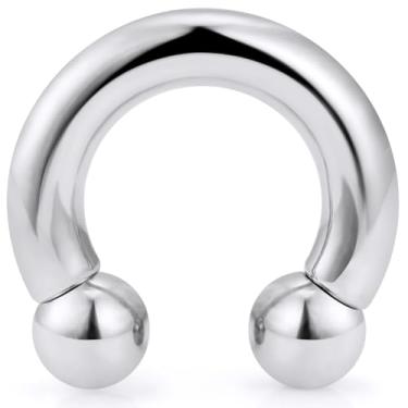 Imagem de Yaalozei Anéis grandes de septo 10G, 8G, 6G, 4G, 2G, 00G, 00G, grande, aço cirúrgico 316L, barra roscada, ferradura, largo, septo, nariz, anel, piercing joia 12 mm-19 mm, Metal, aço inoxidável