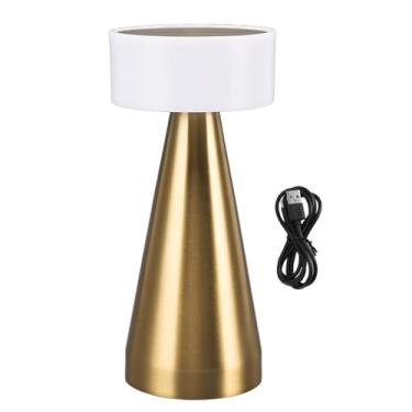 Imagem de Abajur LED portátil Grcfumo, abajur LED de 3 temperaturas de cor, abajur de mesa de cabeceira com controle de toque superior para mesas de cabeceira, estantes, escrivaninhas (Gold)