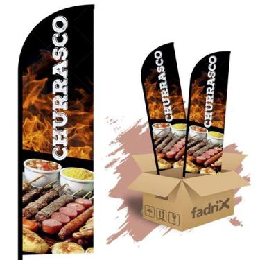 Imagem de Wind Banner Dupla Face 3mt Completo Churrasco Kit C/ 2unds - Fadrix