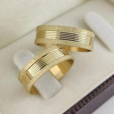 Imagem de Par Alianças de Casamento Ouro 18K 6mm 12 gramas retas Tradicional Dor