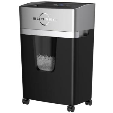 Imagem de BONSEN Triturador de papel micro cortado de 12 folhas para uso em escritório doméstico, alto nível de segurança P-4/55dB ultra-silencioso/40 minutos de trituração de cartão de crédito/grampos, caixa