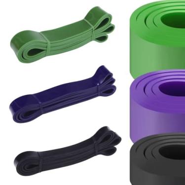 Imagem de Kit 3 Super Band Elástico Faixas Extra Forte Para Exercícios Alta Intensidade Qualidade Premium (Preto + Roxo + Verde)