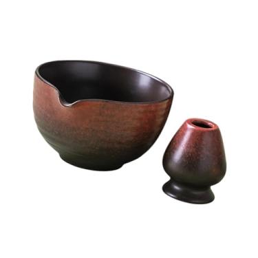 Imagem de FytStycale Matcha Bowl com Ceramic Matcha Cup 430ml para a cerimônia de chá de festas para festas, Vermelho