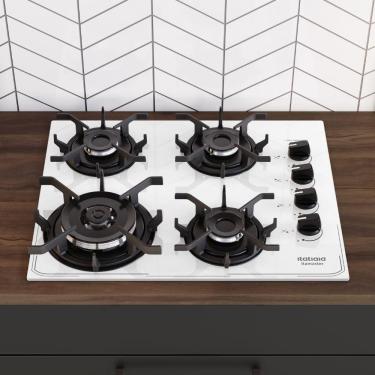 Imagem de Cooktop Tripla Chama Itatiaia Itamaster 4 Bocas Vidro Temperado Branco Bivolt
