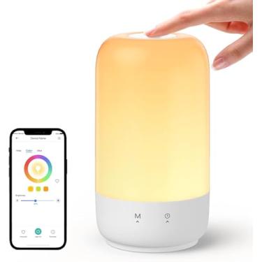 Imagem de Meross Luminária de mesa inteligente para quarto, lâmpada inteligente funciona com Homekit, Alexa e Google Assistant, lâmpada de cabeceira LED WiFi com branco ajustável e regulável RGBW, cronograma e cronômetro, controle de toque de aplicativo de voz