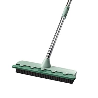 Imagem de P9IDEDFH Escova de limpeza de piscina 2 em 1 limpador de banheiro com cerdas rígidas para janela, rodo, esfregão, banheira, azulejos, escova de limpeza de piso
