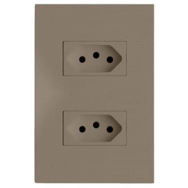 Imagem de Kit Tomada Dupla 10A 4X2 Brs12175-4Fe - Blux Recta Fendi Satin Fosco