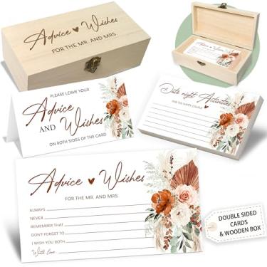 Imagem de Crocothemis Advice and Wishes for the Mr and Mrs - 50 pacotes de cartas de conselhos de casamento chá de panela cartões de jogo com caixa de madeira -A08