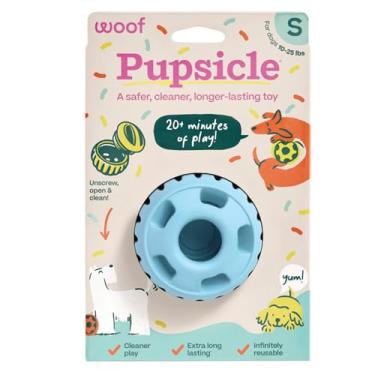 Imagem de WOOF Party Pupsicle - Brinquedos interativos de longa duração para cães - Design de baixa bagunça - Presentes de aniversário para cães - Brinquedos para cães pequenos - Buddy Blue