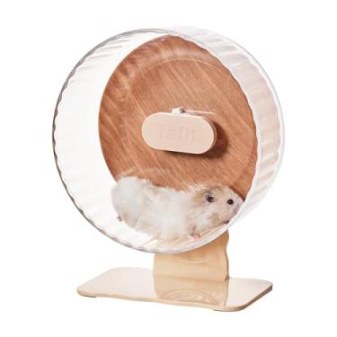 Imagem de Tafit Roda silenciosa para hamster de 26 cm, rolamentos duplos, silenciosa, para corrida, com encosto de grão de madeira, altura ajustável para hamsters anões sírios, gerbos, ratos, ouriços, lemmings,