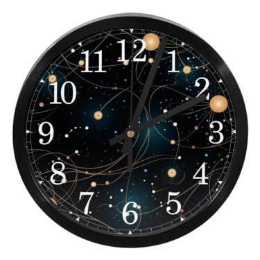 Imagem de LILINWAN Relógio de parede preto pintado com constelações Gemini, grande, silencioso, de quartzo, sem tique-taque, redondo, fácil de ler, para casa/escritório/escola/cozinha/quarto