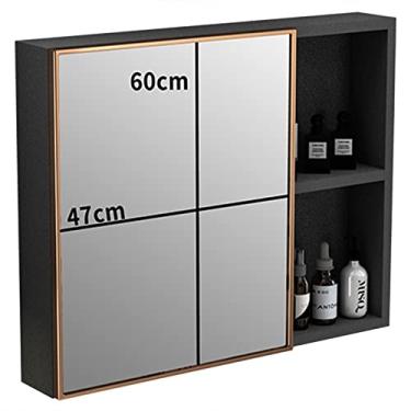 Imagem de AKALNNB Armário de remédios, armário simples, espaço de banheiro, alumínio, banheiro, espelho, armário, parede, lavagem, banheiro, caixa de espelho, armazenamento de vaso sanitário, espelho suspenso