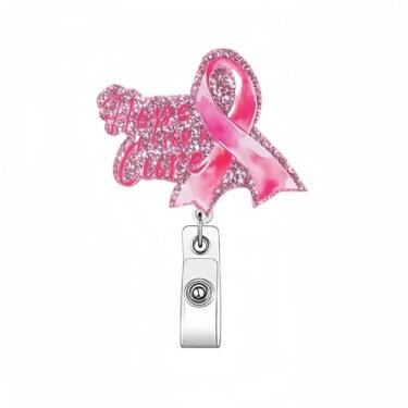 Imagem de Carretel de crachá de laço rosa, carretel retrátil para presente de dia de enfermeira, suporte de crachá de identificação de feriado, clipe jacaré para enfermeira, trabalhadora médica, escritório