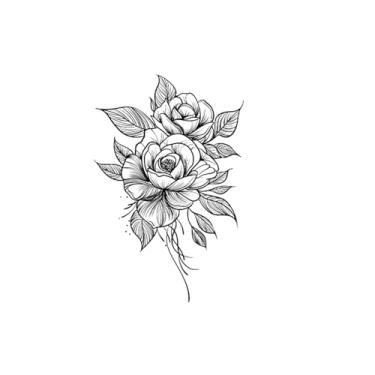Imagem de Tatuagem temporária, rosas para amantes, tatuagens de rosas, resiliência, dura de 1 a 2 semanas, aparência de tatuagem real, resistente à água,18 x 10,5 cm