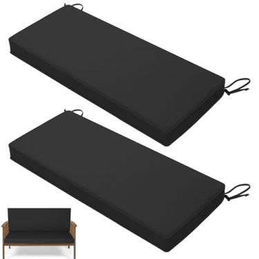 Imagem de Iristykilin Pacote com 2 almofadas de banco para ambientes externos - 121 x 45,7 cm à prova d'água para móveis de pátio, almofada de balanço para varanda com laços e alça, almofada de sofá de alta