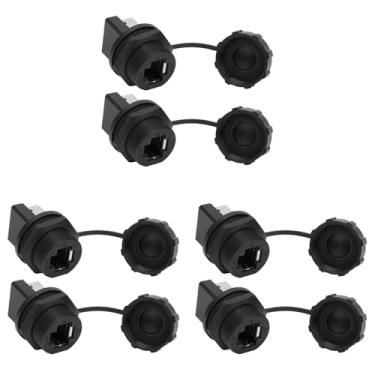 Imagem de 6 Pces Rj45-180 ° Conector Rj45 Ao Ar Livre à Prova Ddustágua Poeira Cat5/6 8 Pinos 8 Núcleos Conector Cabo Painel Montagem Rj45 Adaptador Ip67