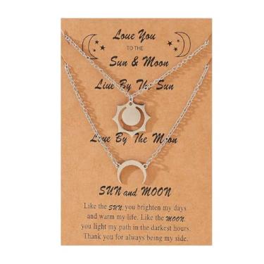 Imagem de Colar Sol e Lua para Casais Dia dos Namorados Casal BFF Colar para 2 Combinações Lua Crescente Sol Aço Inoxidável Colar Joias Presente, Metal, Sem Pedra Preciosa