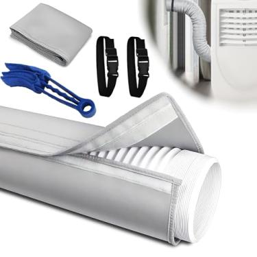 Imagem de QREIHLPY 2 pacotes de capa de mangueira de ar condicionado portátil, capa de mangueiras AC à prova d'água e com isolamento térmico adequada para mangueiras CA de 12,7 e 15 cm, instalação eficiente