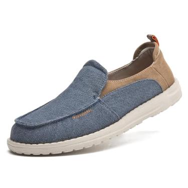 Imagem de Mocassins masculinos de lona, sem cadarço, confortáveis, elásticos, sem cadarço, Azul marinho, 44