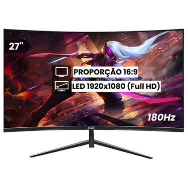 Imagem de Monitor Curvo Gamer LCD 27" 180Hz 1ms Full HD Conexão HDMI e DisplayPo