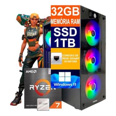 Imagem de Pc Gamer Computador Cpu Ryzen 7 5700G / SSD 1TB M.2 NVMe / 32gb Memória Ram Ddr4 / Windows 11 Pro