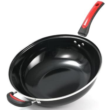 Imagem de Frigideiras Antiaderentes Woks Frigideiras Fundas FogõEs de InduçãO e FogõEs A GáS(32 CM Wok (Com alça))