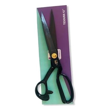 Imagem de Tesoura Alfaiate Costura Reforçada Titanium Profissional 12" Artesanato Teflon Cortar Tecido Aço Alemão Crina de Cavalo Tapeceiro