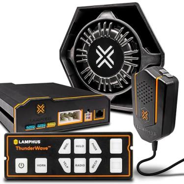 Imagem de Kit de Sirene de Polícia de Emergência ThunderWave 100W [Controle Remoto] [2 x 15A interruptores] [Buzina de ar mãos livres] [Entrada de 3,5 mm] [Rádio Rebroadcast] Sistema de alerta PA para veículos de emergência UTV POV