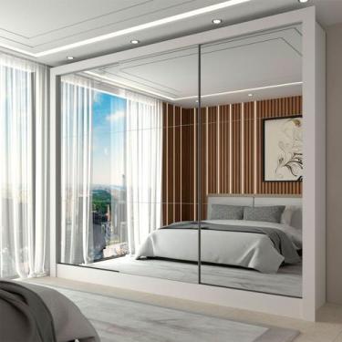 Imagem de Guarda-Roupa Casal Nevada 3 Portas 3 Gavetas com Espelho Branco - Pano