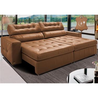 Imagem de Sofá de Couro Legítimo Retrátil Automático 2,15m Cama inBox Gran Vitaly. SoftGel D40