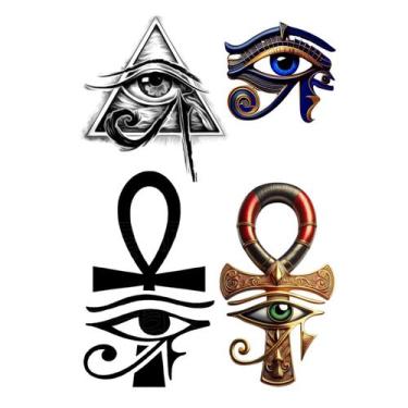 Imagem de 4 Tatuagens Temporaria Tema Olho De Rá - Chinesa