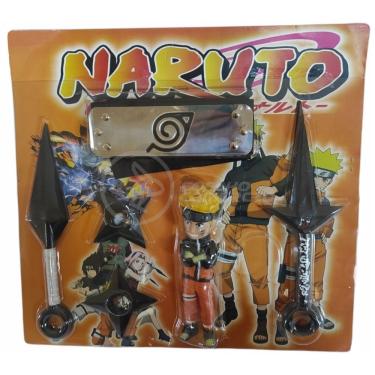 Imagem de Kit Boneco Naruto 15Cm + 2 Shuriken + 1 Bandana + ...
