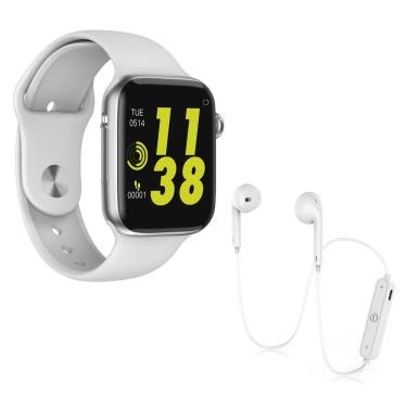 Imagem de Kit 1 Smartwatch W34 Branco + 1 Fone Bluetooth S6 Branco