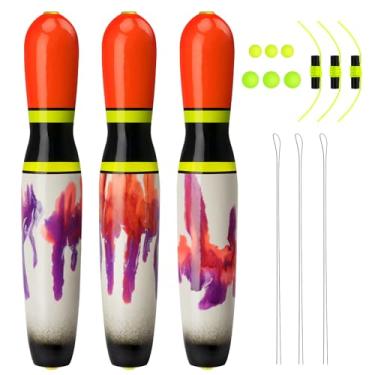 Imagem de QualyQualy Boias de pesca, boia de vara de bagre pesada, vara de madeira de alta visibilidade para pique de peixe-gato, 15 cm, 20 cm, 3 peças (pacote com 3 unidades)