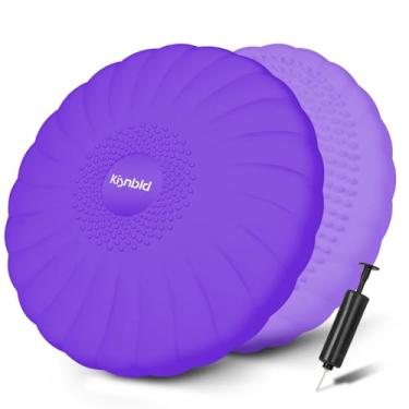 Imagem de kisnbld Almofada Wobble, Assento Wiggle Extra Grosso Para Crianças Sensoriais, Disco De Equilíbrio Antiderrapante Com Bomba Inflação Fortalecimento Do Núcleo Adultos, Melhoria Da Postura E Fisiotera