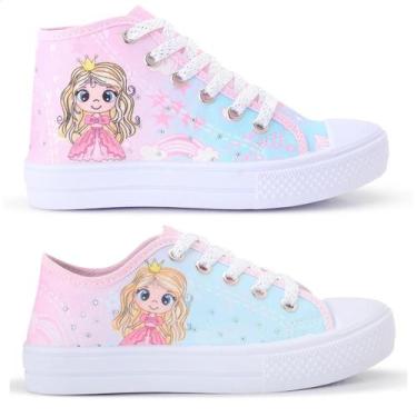 Imagem de Kit Combo 2 Pares Tênis Princesa Feminino Botinha e Cano Baixo - LUKYS
