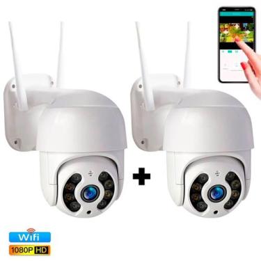 Imagem de Kit 2 Câmeras Ip Externa Prova D'Água Wifi Full Hd - Bivolt