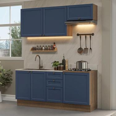 Imagem de Armário de Cozinha Compacta 180 cm Rustic/Azul Vik Madesa 01