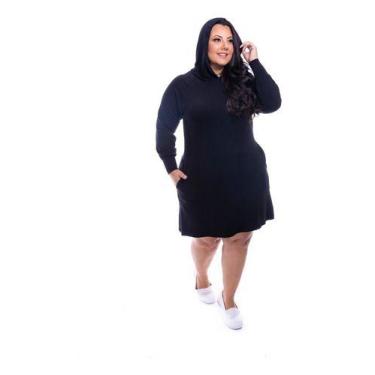 Imagem de Vestido Plus Size Manga Longa Com Touca E Bolso Ref L67 - Xixicabela, 