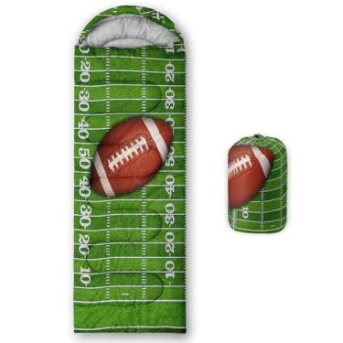 Imagem de Smell Sunshine Saco de dormir infantil para meninos e meninas, estampa de jogos de rúgbi, leve, quente, portátil, uso interno, impermeável, resistente ao clima frio, saco de dormir para acampamento e