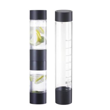 Imagem de OSCEVIA Garrafas de água de design fino, com garrafa de viagem portátil versátil, pacote de 1L e 0,5L e 0,35L (preto), para máquina de água com gás, livre de BPA, refrigerante reutilizável e garrafas