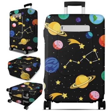 Imagem de Slohif Capa de bagagem para mala de viagem com proteção aprovada pela Tsa – capa grande para viagem elástica capa de bagagem protetora lavável ajuste 45-81 cm, Azul, S-(22-24) Inch, Planetas